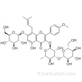 3 - [(6-désoxy-3-O-bêta-D-glucopyranosyl-alpha-L-mannopyranosyl) oxy] -7- (bêta-D-glucopyranosyloxy) -5-hydroxy-2- (4-méthoxyphényl) -8 - (3-méthyl-2-butèn-1-yl) -4H-1-benzopyran-4-one CAS 140147-77-9